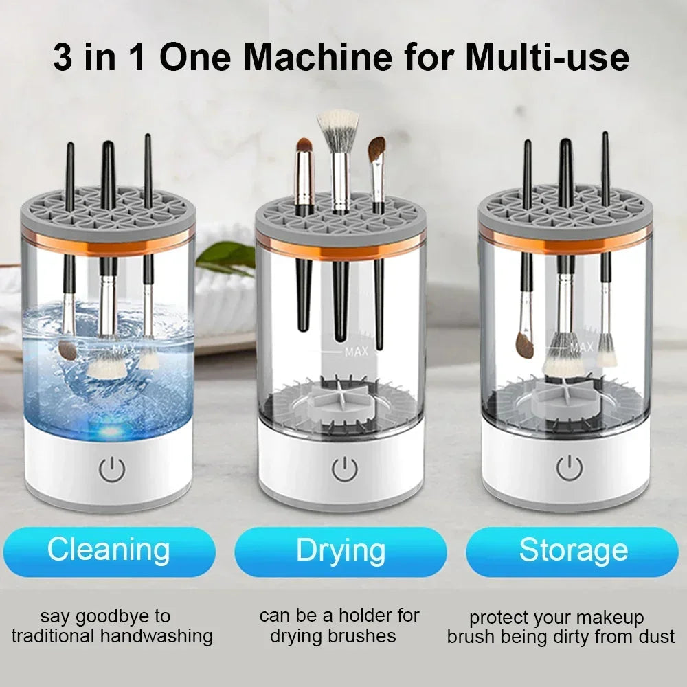 USB Electric Makeup Brush Cleaner - ON SALE - 3 In 1 Portable Drying Rack & Quick Dry Tool